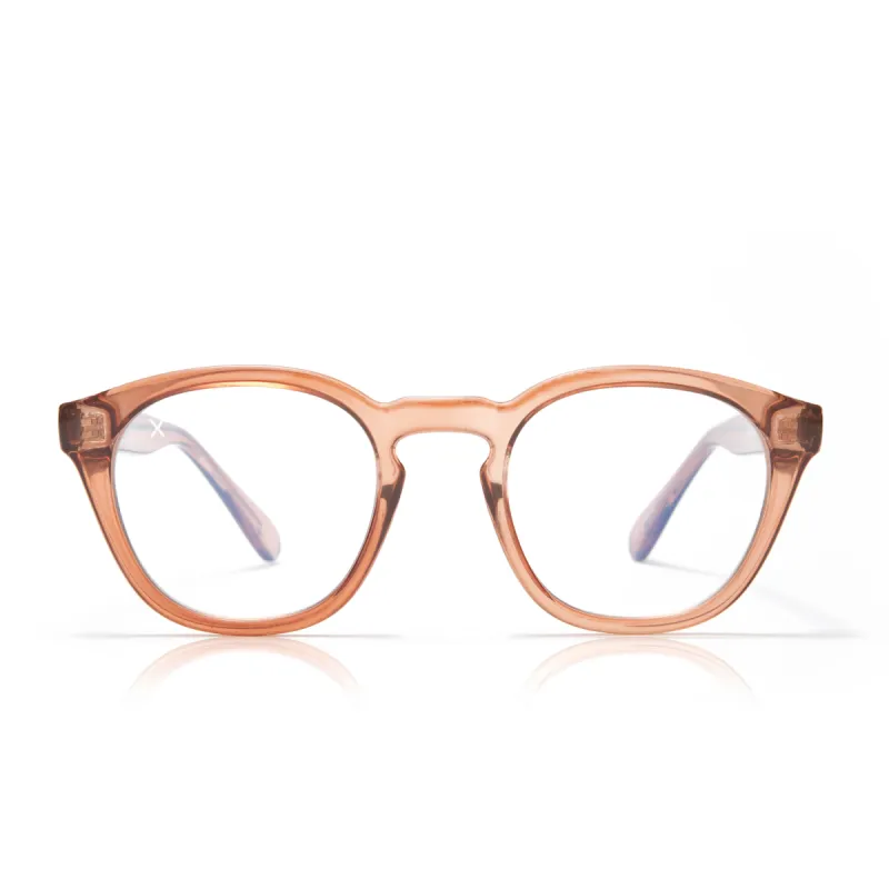 larchmont - taupe crystal + blue light glasses sold by Dime Optics