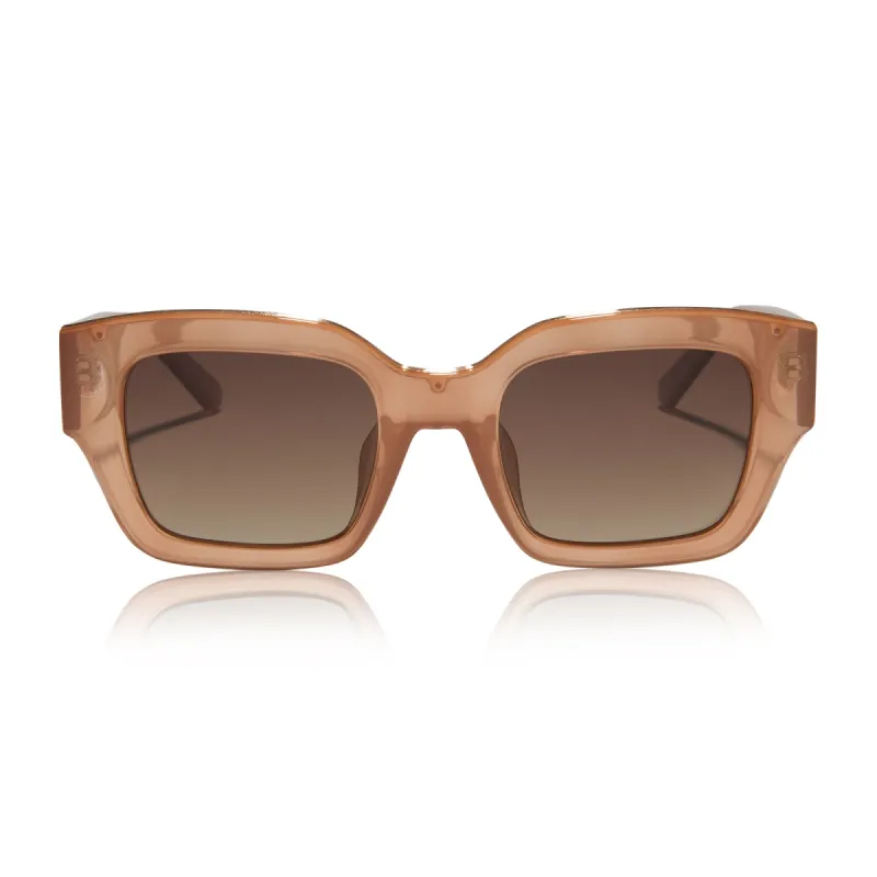amore - taupe crystal + brown gradient polarized sunglasses sold by Dime Optics
