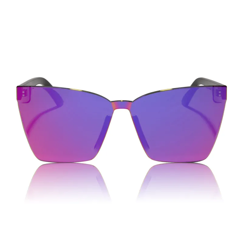 glendale - black + candy pink mirror sunglasses sold by Dime Optics