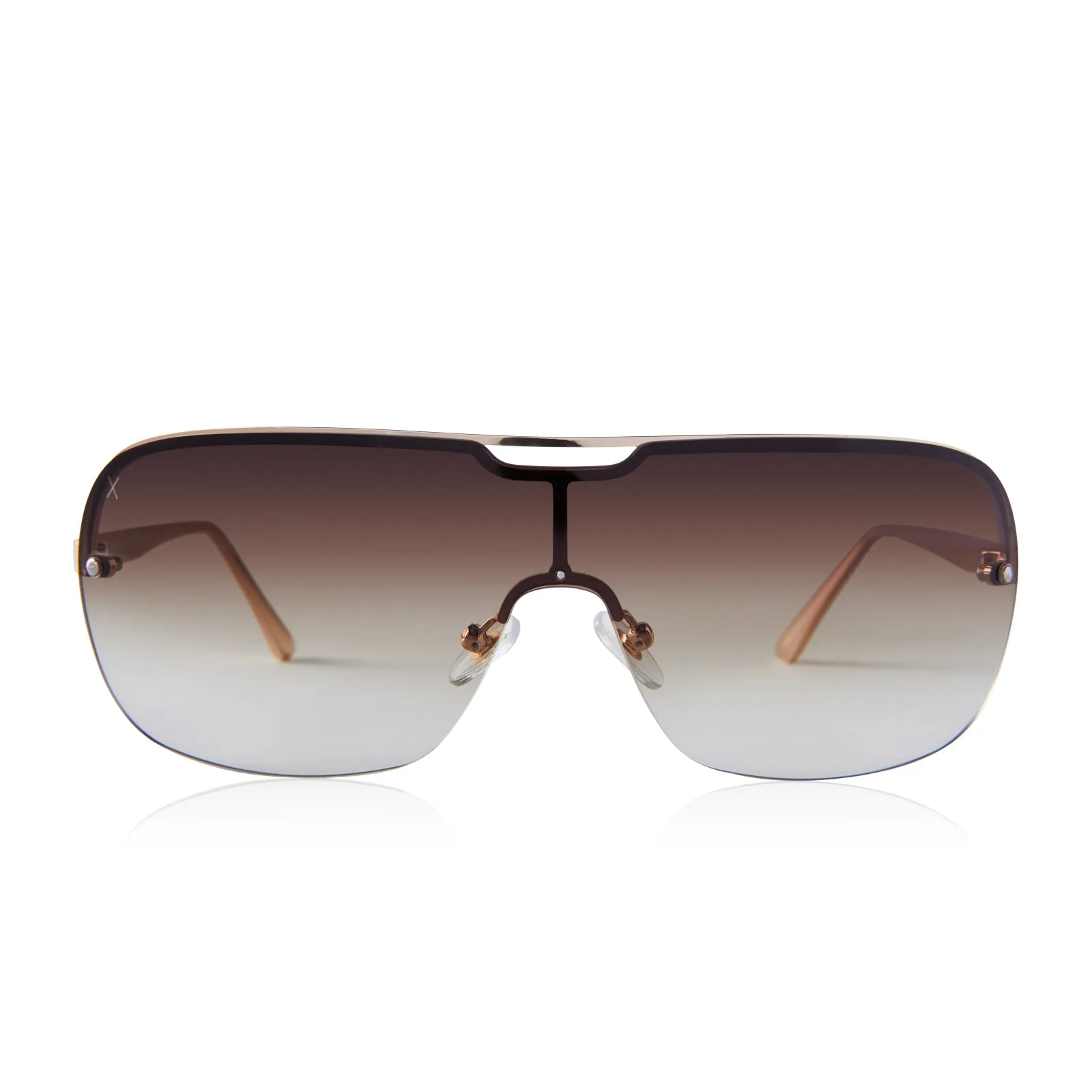 wilshire - shiny gold + brown gradient sharp sunglasses sold by Dime Optics