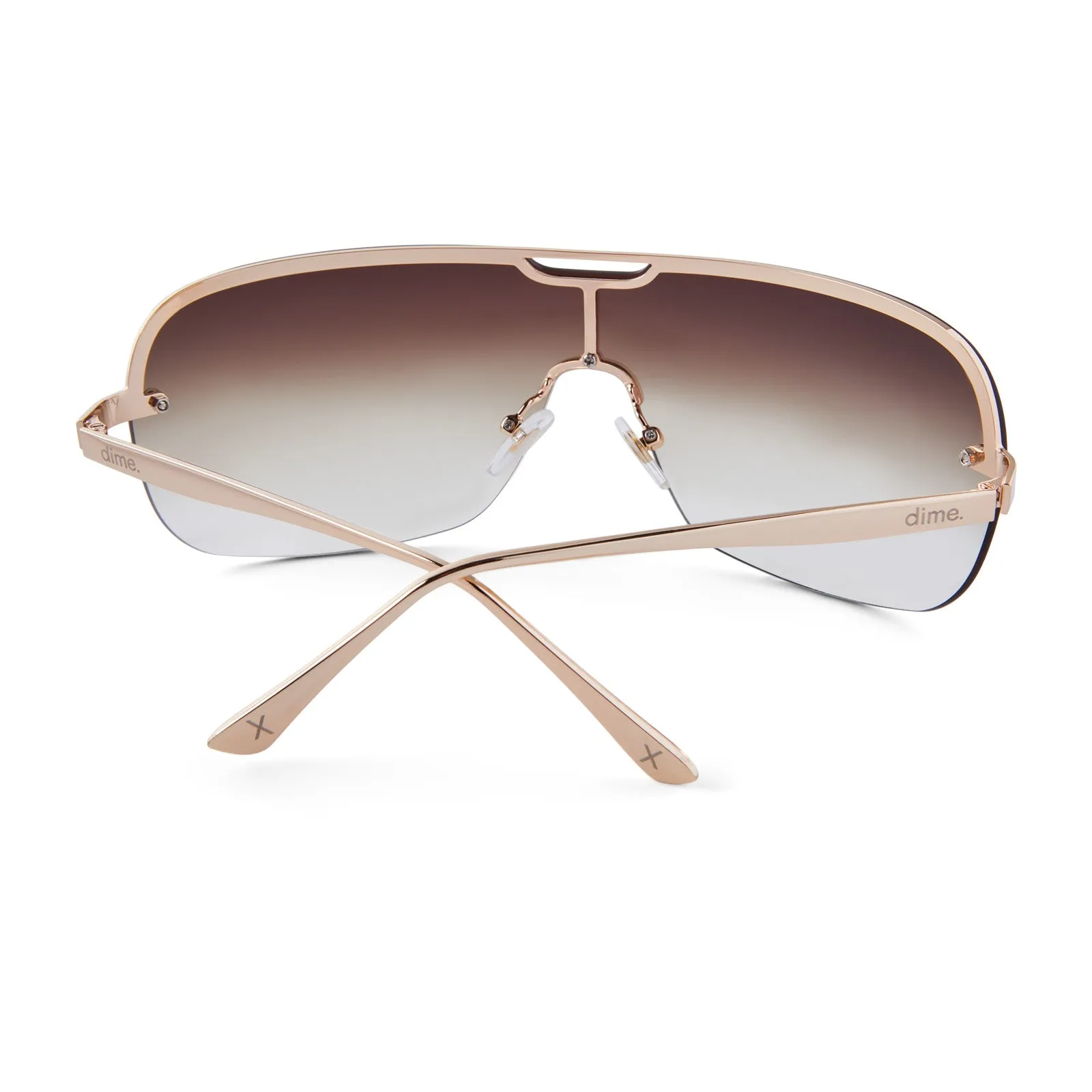 wilshire - shiny gold + brown gradient sharp sunglasses sold by Dime Optics product image thumbnail 5