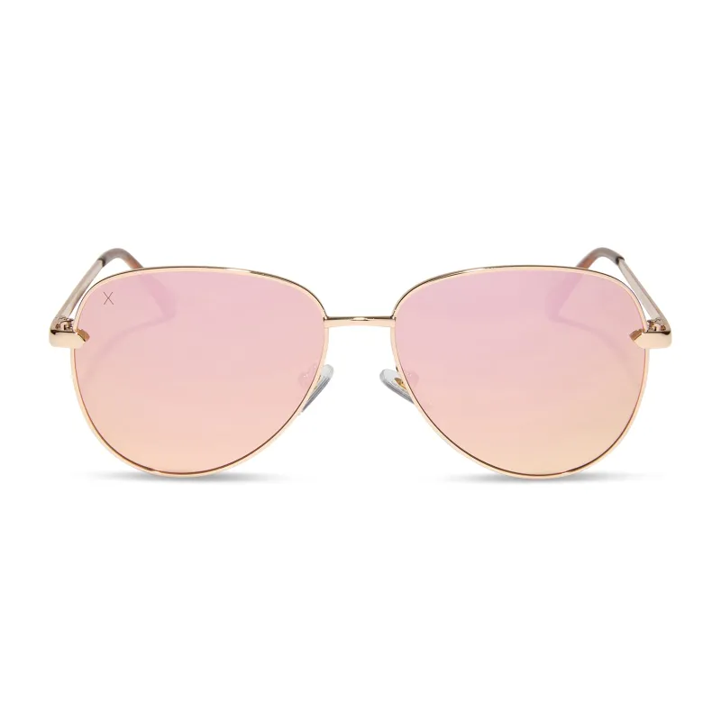abbot - shiny gold + champagne mirror polarized sunglasses sold by Dime Optics