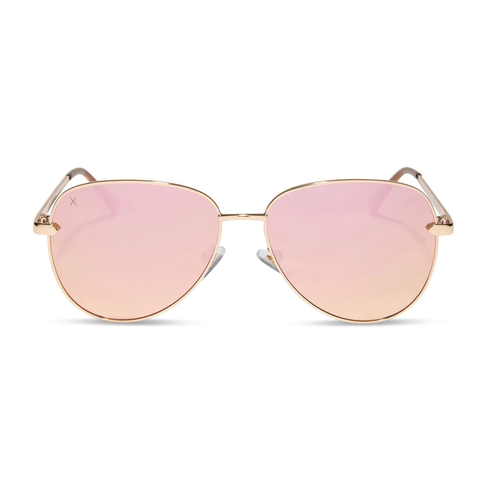 abbot - shiny gold + champagne mirror polarized sunglasses sold by Dime Optics