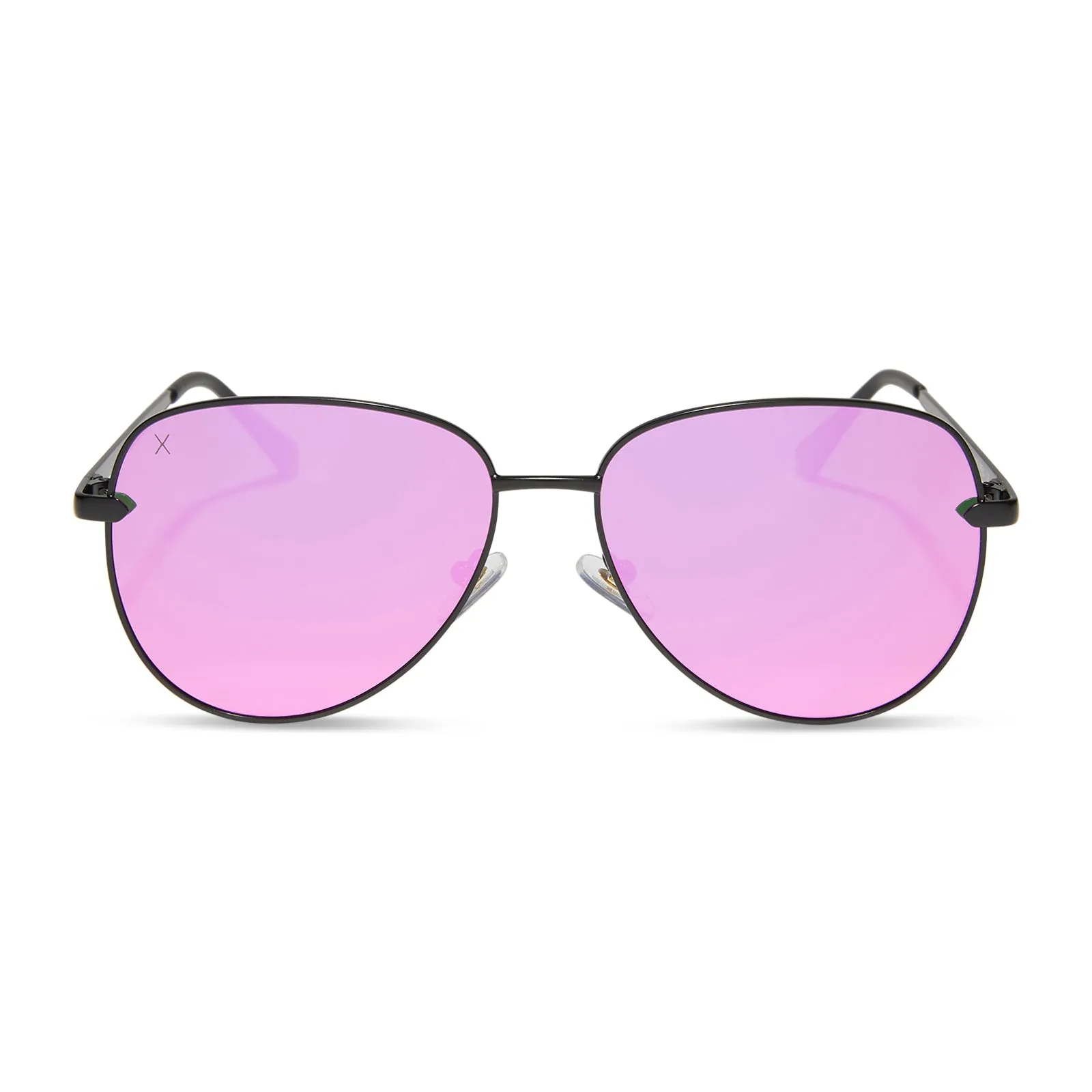 abbot - matte black + pink mirror polarized sunglasses sold by Dime Optics