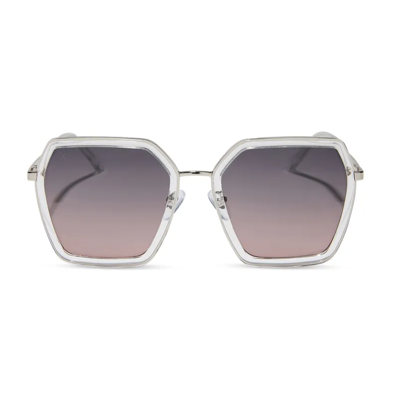 alameda - silver + crystal clear + orchid gradient polarized sunglasses sold by Dime Optics