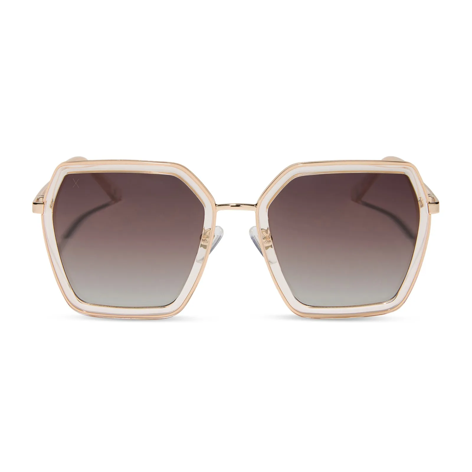alameda - gold + frosty white + brown gradient polarized sunglasses sold by Dime Optics