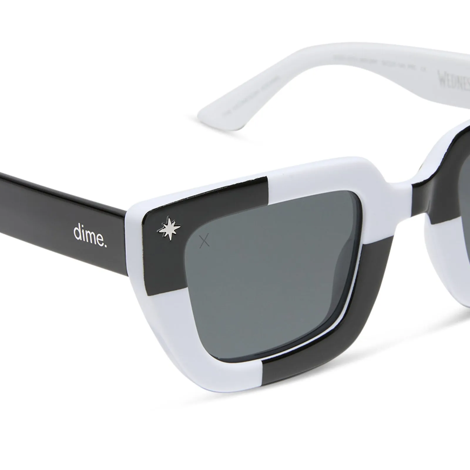 the wednesday addams - macabre black + white checkerboard + woeful smoke polarized sunglasses sold by Dime Optics product image thumbnail 5