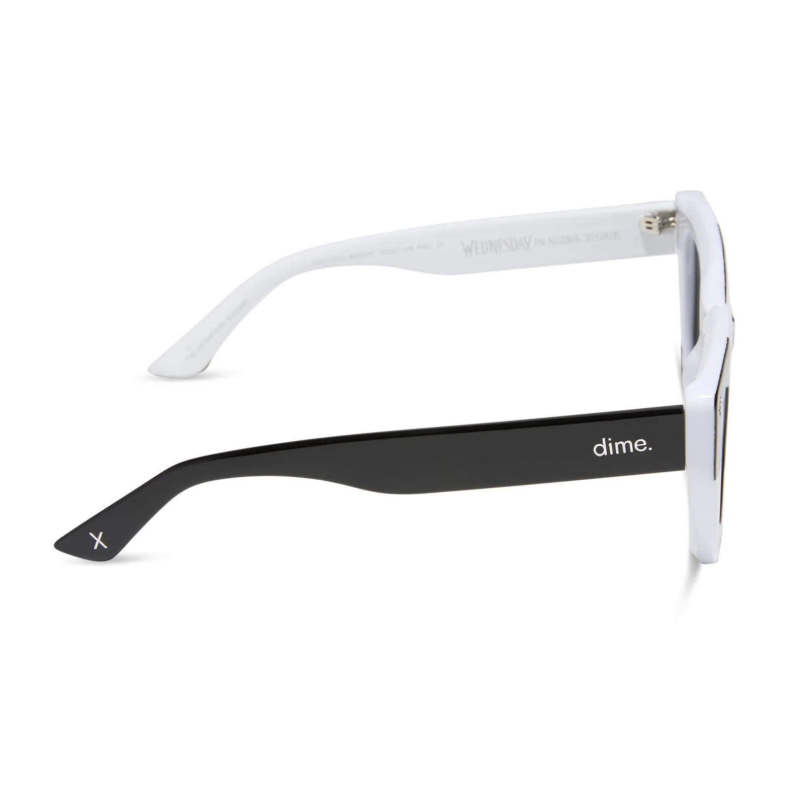 the wednesday addams - macabre black + white checkerboard + woeful smoke polarized sunglasses sold by Dime Optics product image thumbnail 4