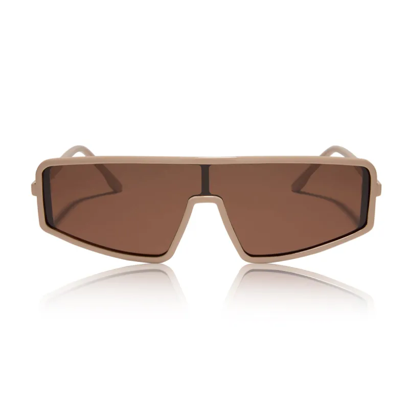 mira - solid taupe + brown polarized sunglasses sold by Dime Optics