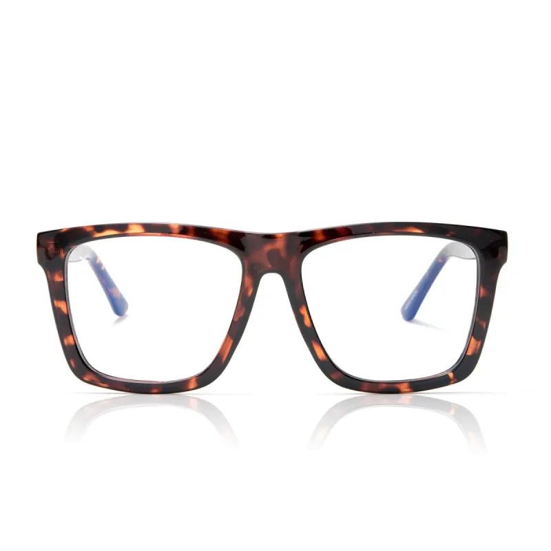 hangback - tortoise + blue light glasses made by Dime Optics