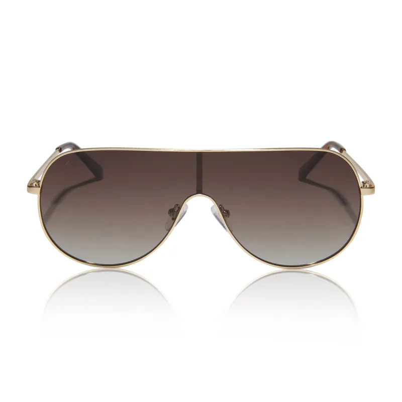 tarzana - brushed gold + brown gradient polarized sunglasses sold by Dime Optics