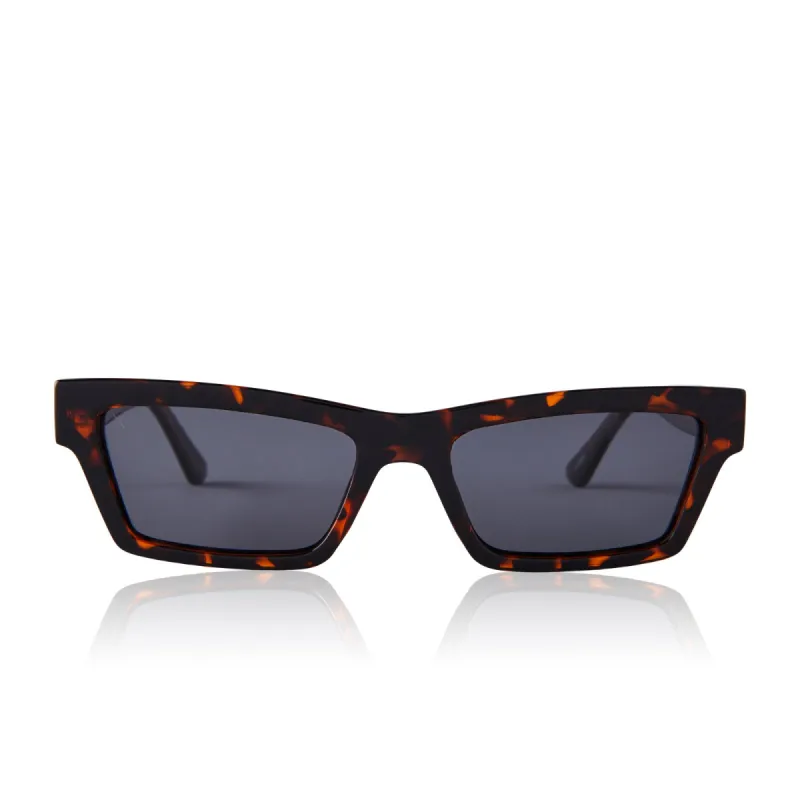 laurel - tortoise + solid grey sunglasses sold by Dime Optics
