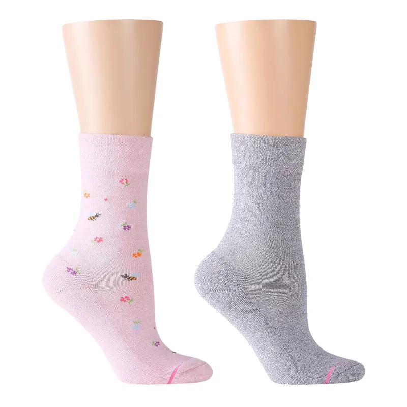 Flowers And Bees | Diabetic Half Cushion Socks For Women made by Dr. Motion