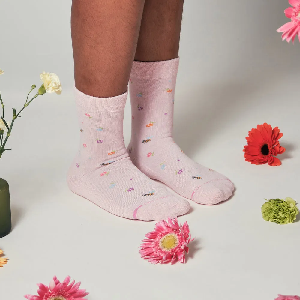 Flowers And Bees | Diabetic Half Cushion Socks For Women sold by Dr. Motion product image thumbnail 2