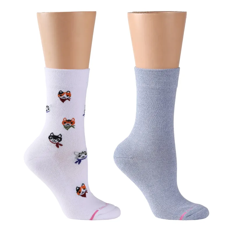 Cat Bandana | Diabetic Half-Cushion Socks For Women made by Dr. Motion