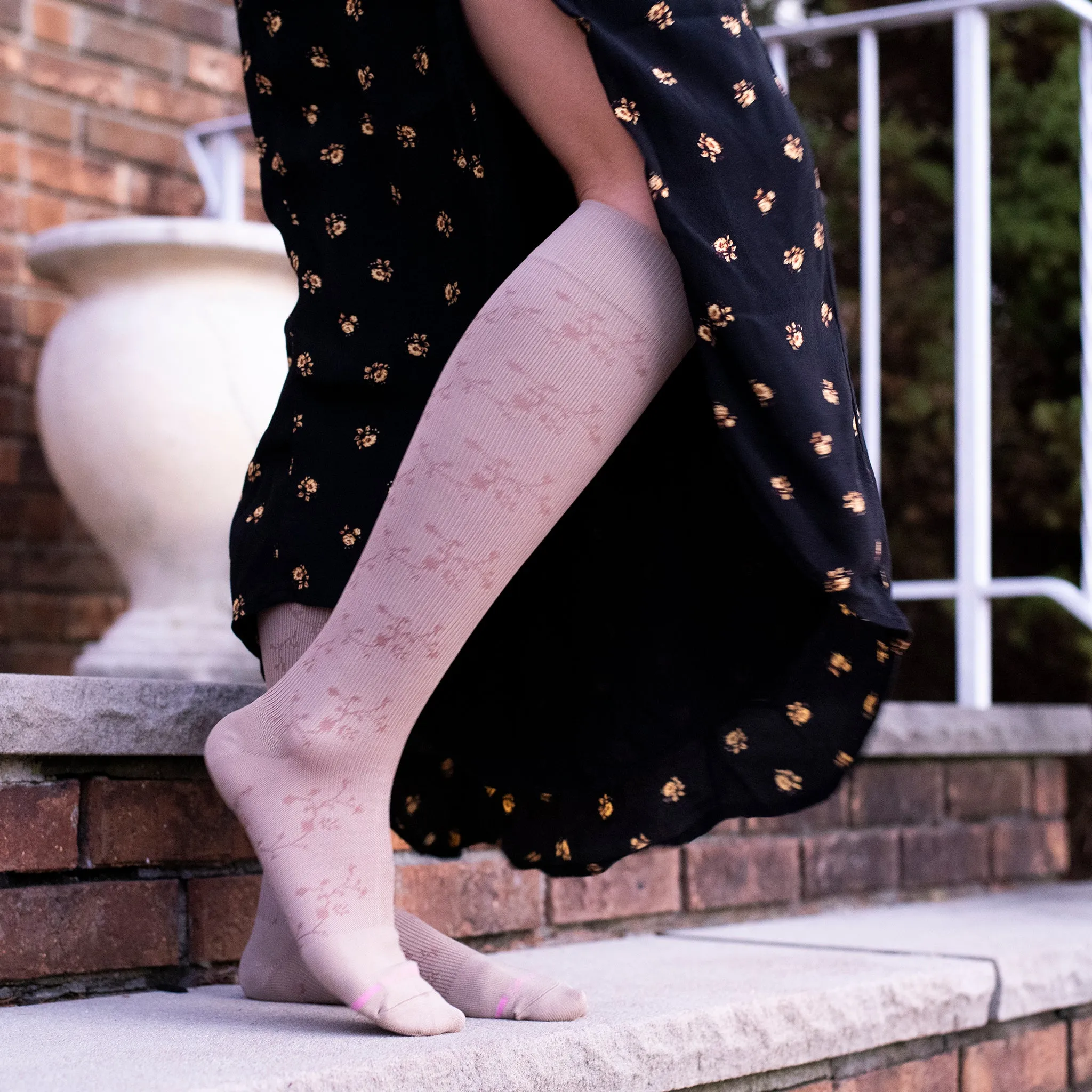 Floral Texture | Knee-High Compression Socks For Women sold by Dr. Motion product image thumbnail 5