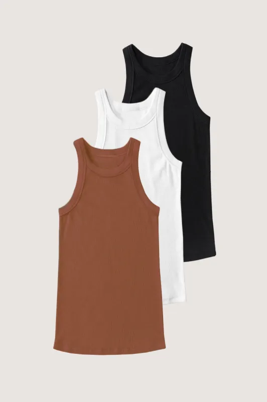 Rib Fitted Racer Tank Pack (Coffee Break) sold by EasyStandard