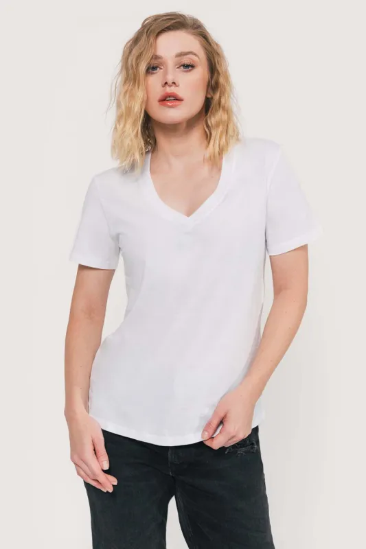 Relaxed V-Neck T-Shirt (Brilliant White) sold by EasyStandard