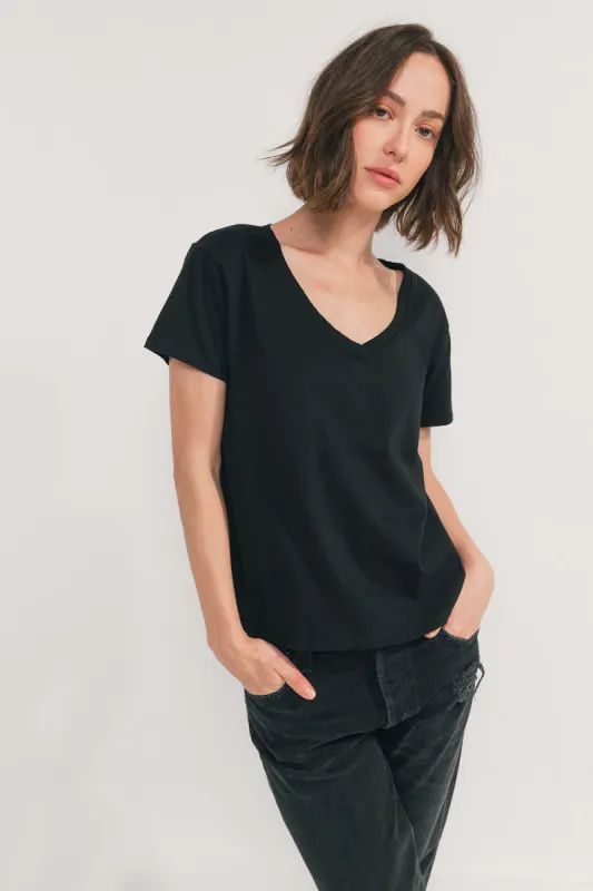 Relaxed V-Neck T-Shirt (Jet Black) sold by EasyStandard
