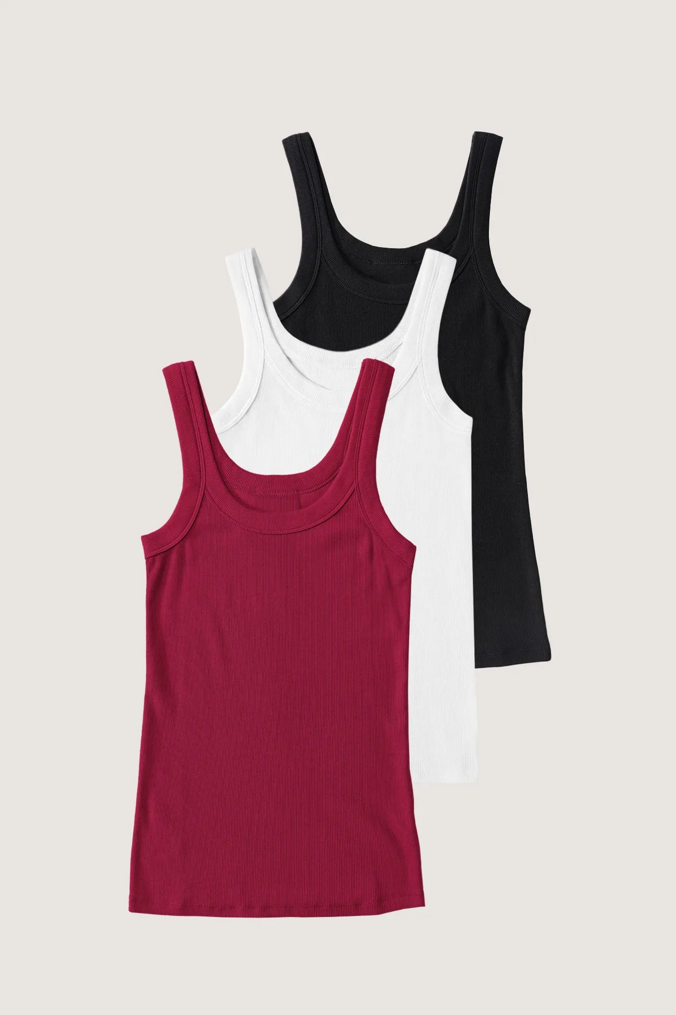 Rib Fitted Scoop Tank Pack (Red, Red Wine) sold by EasyStandard