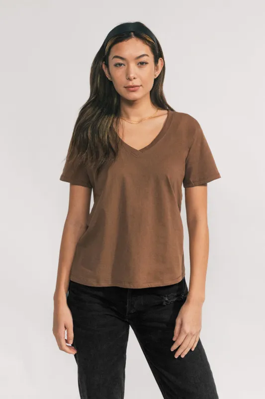 Relaxed V-Neck T-Shirt (Cocoa) sold by EasyStandard