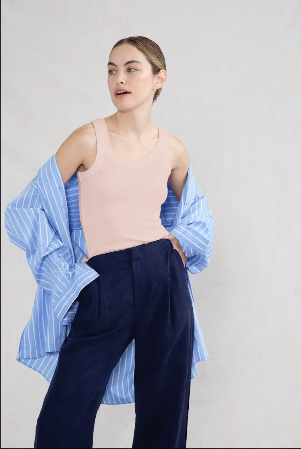 Rib Fitted Scoop Tank (Rose Quartz) sold by EasyStandard product image thumbnail 2