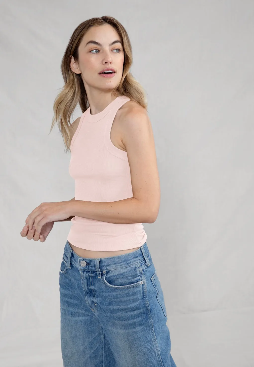 Rib Fitted Racer Tank (Rose Quartz) sold by EasyStandard product image thumbnail 2