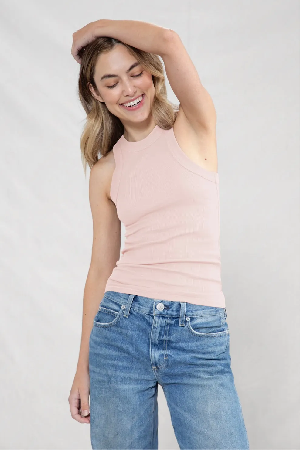 Rib Fitted Racer Tank (Rose Quartz) sold by EasyStandard