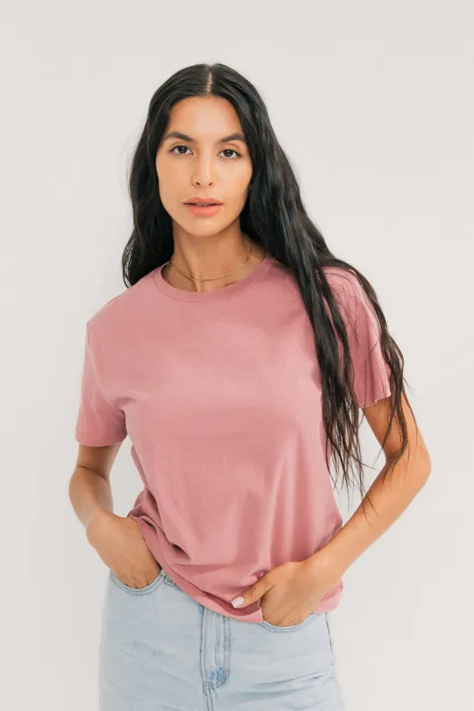 Vintage Relaxed Crew Neck T-Shirt (Dusty Rose) sold by EasyStandard