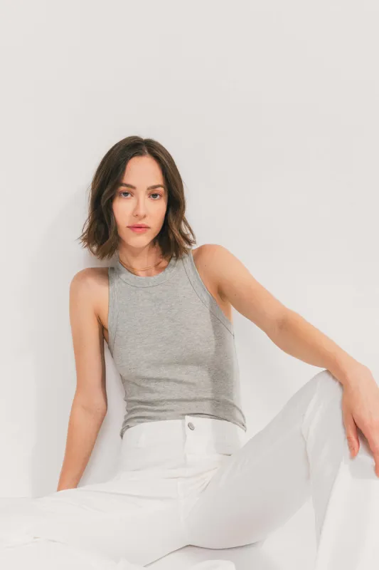 Rib Fitted Racer Tank (Heather Grey) sold by EasyStandard