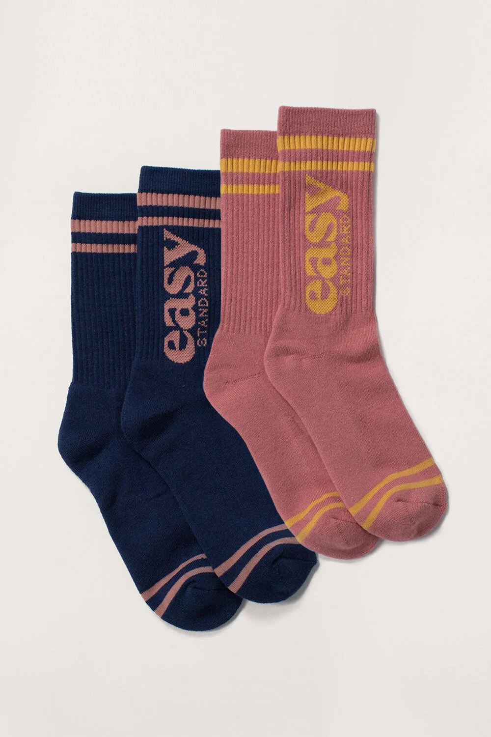 Cotton Logo Stripe Sock 2 Pack (Navy & Rose) sold by EasyStandard