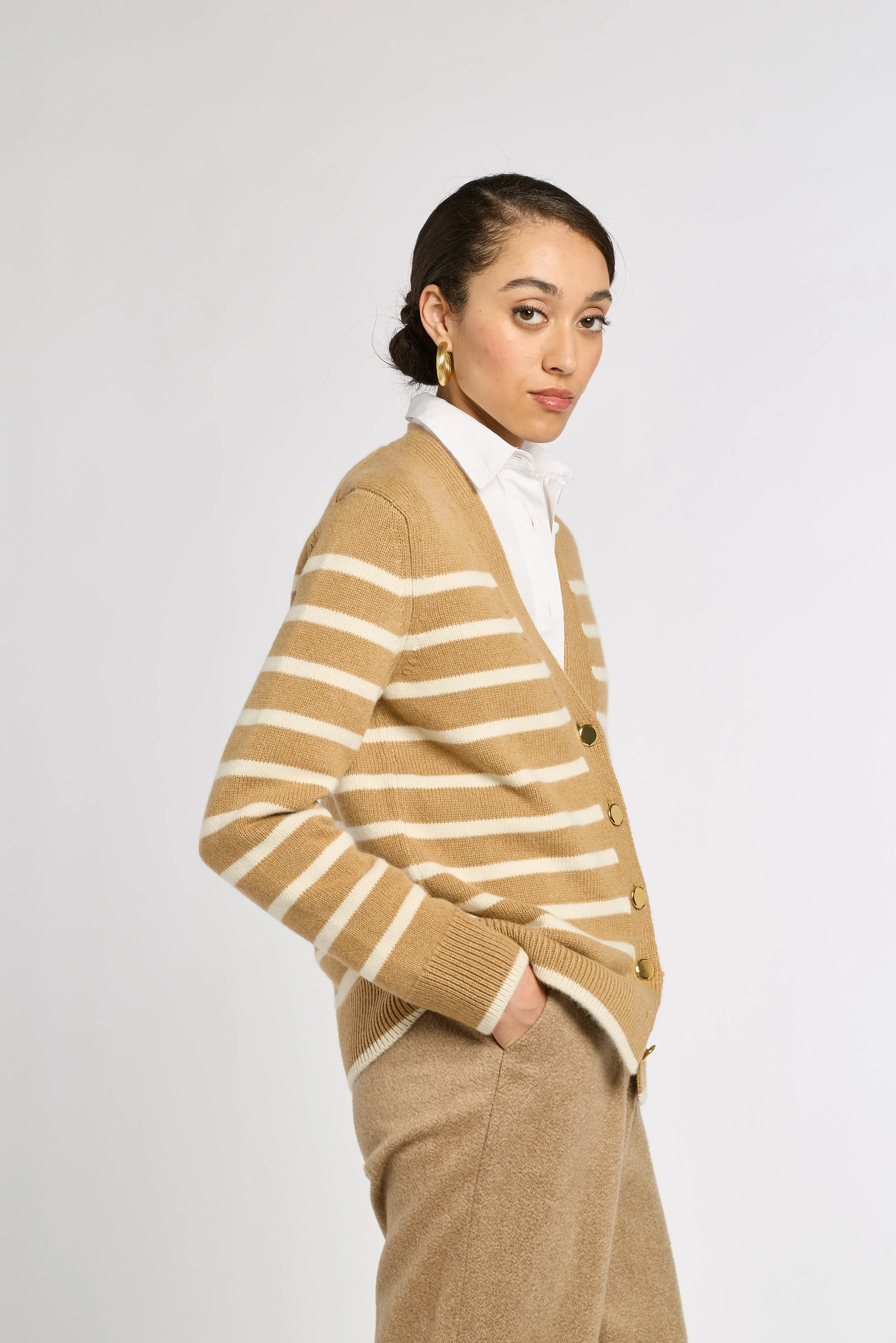 Striped Classic Cashmere Cardigan sold by Eleanor Leftwich product image thumbnail 3