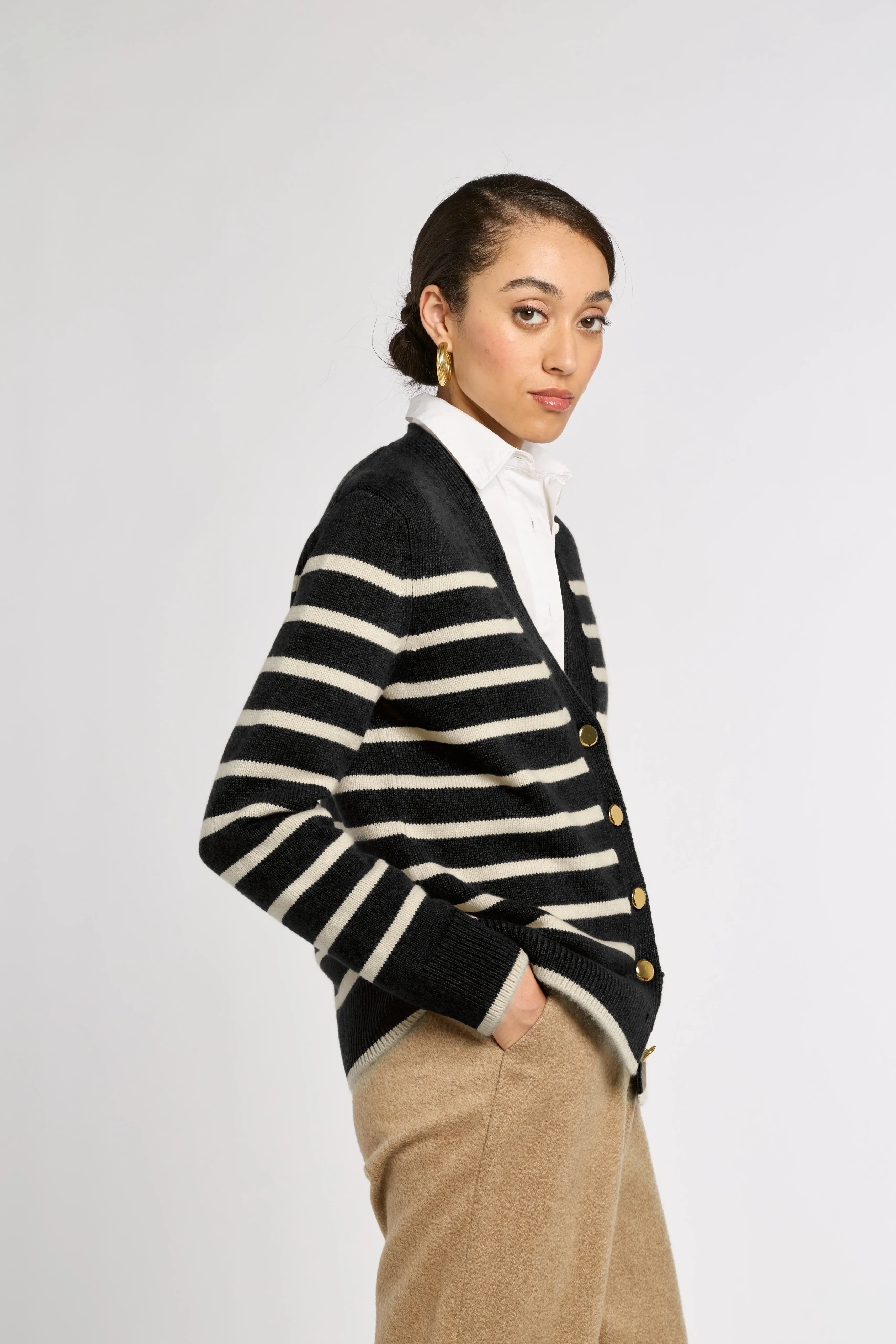 Striped Classic Cashmere Cardigan sold by Eleanor Leftwich