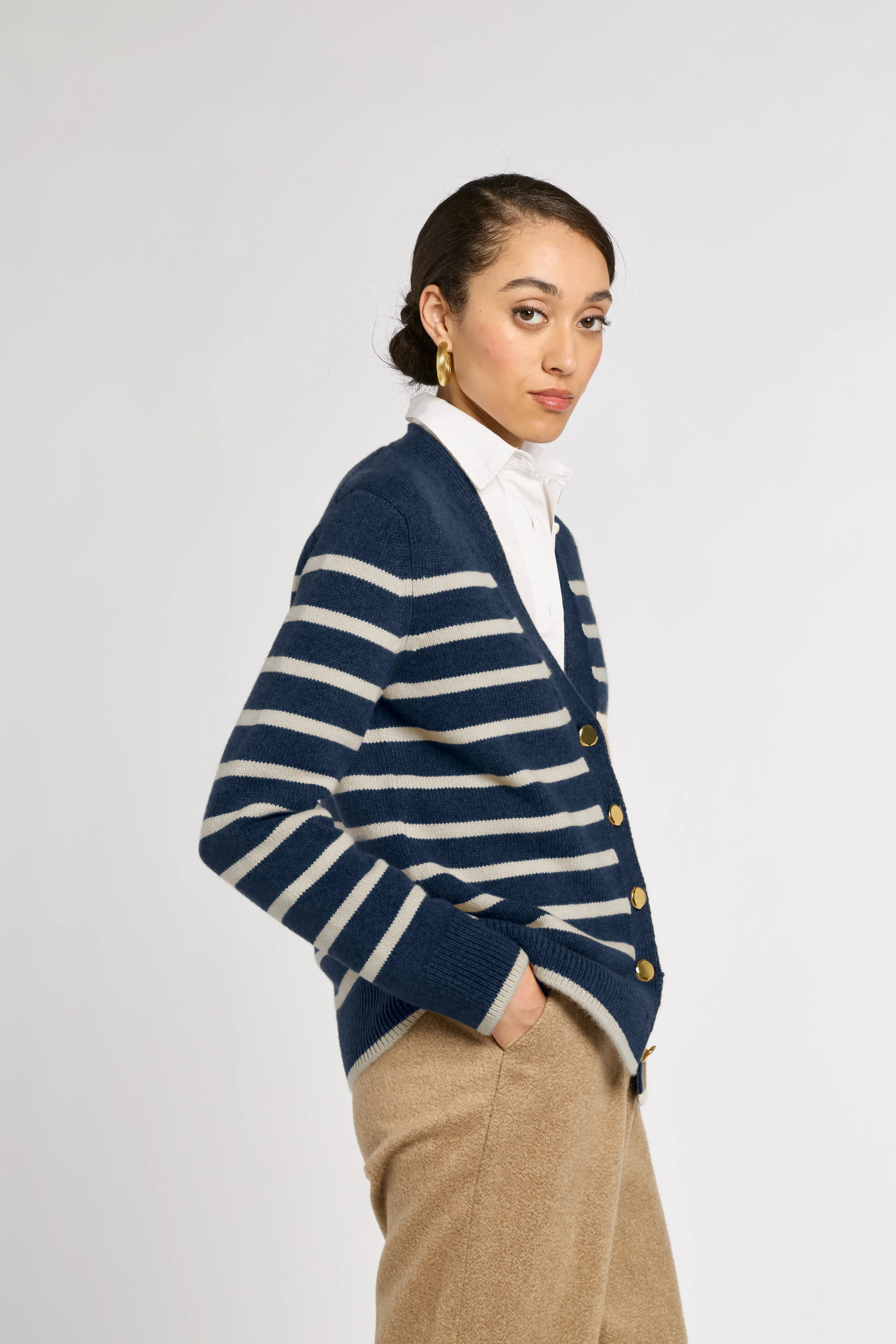 Striped Classic Cashmere Cardigan sold by Eleanor Leftwich