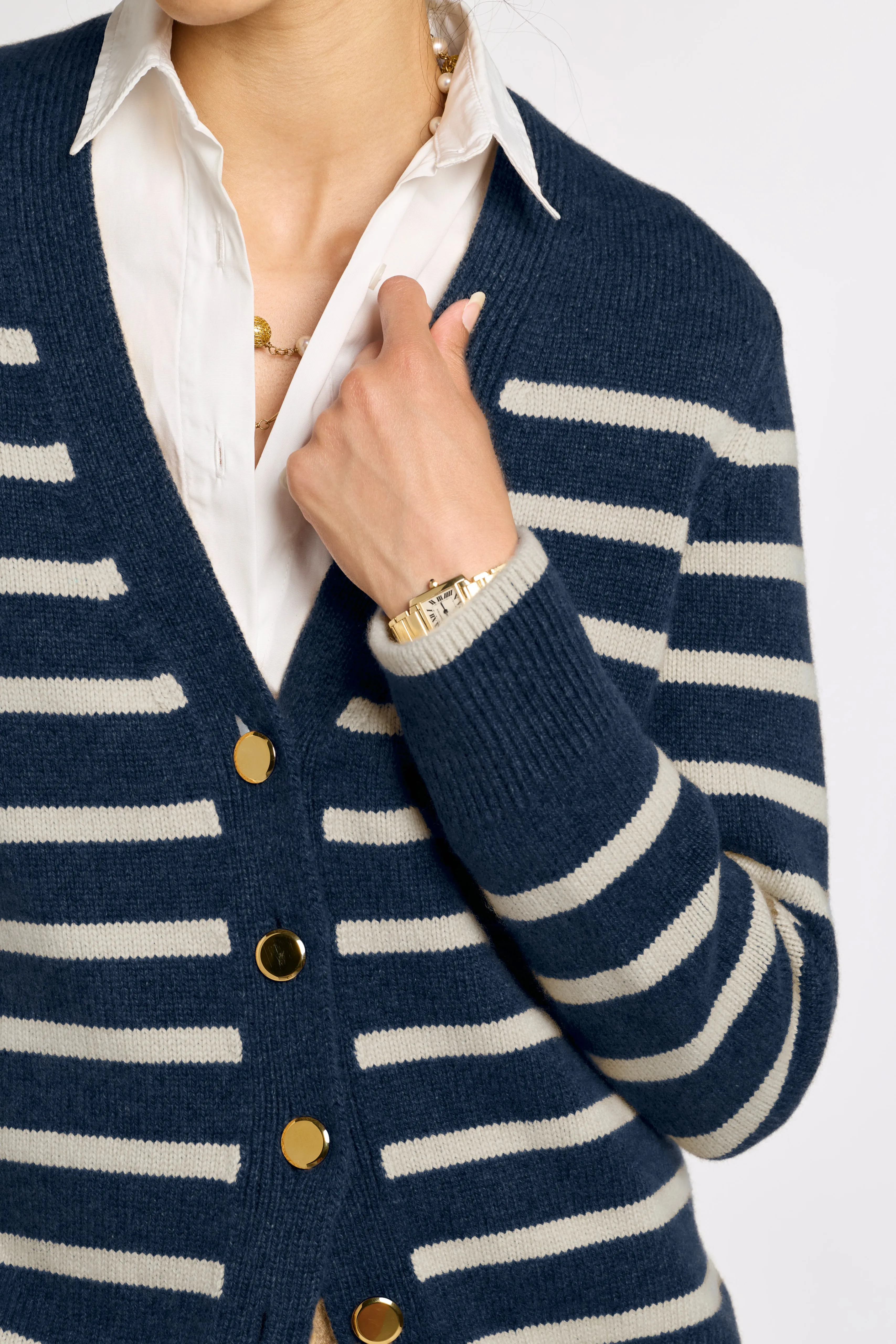 Striped Classic Cashmere Cardigan sold by Eleanor Leftwich product image thumbnail 2