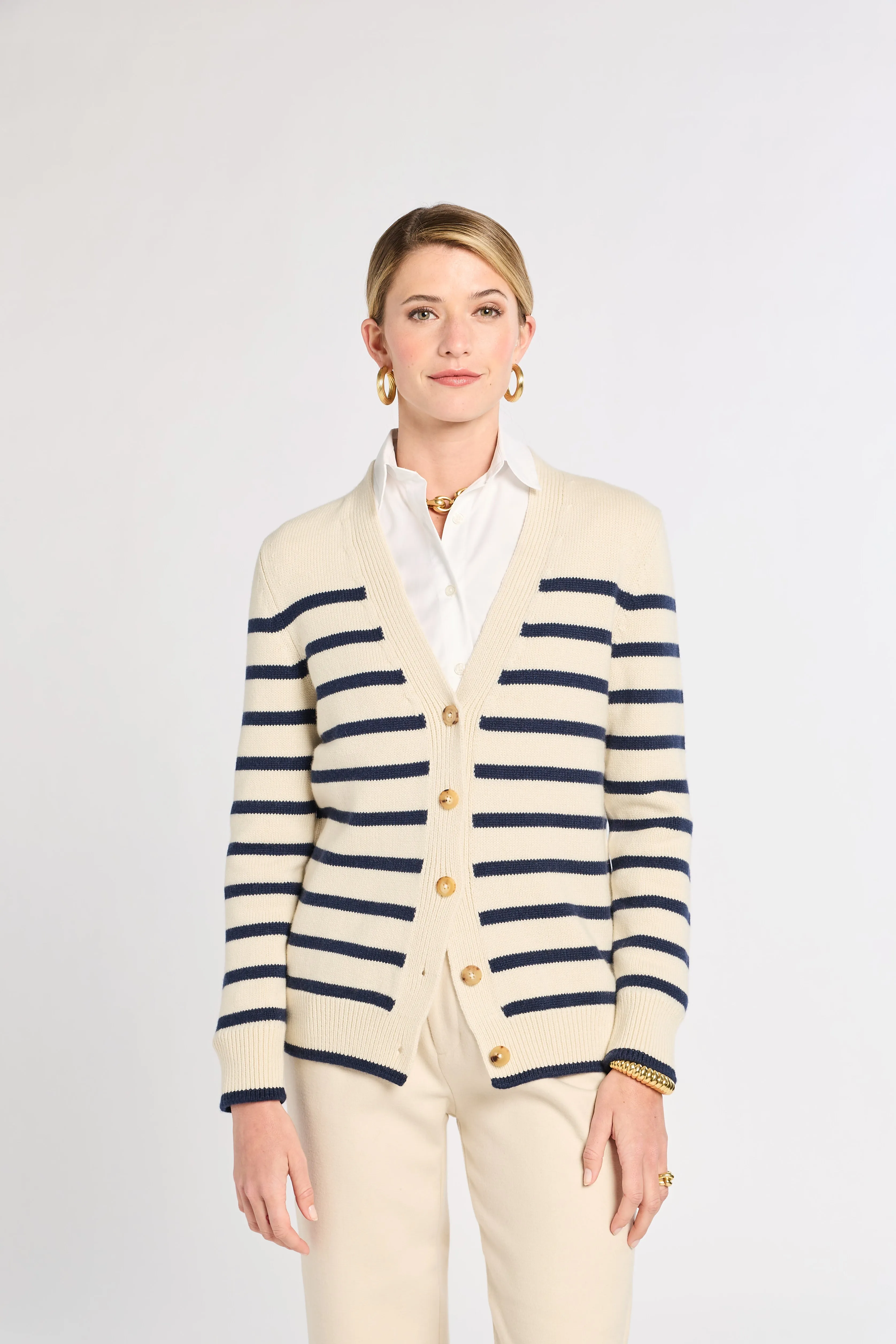 Striped Classic Cashmere Cardigan sold by Eleanor Leftwich