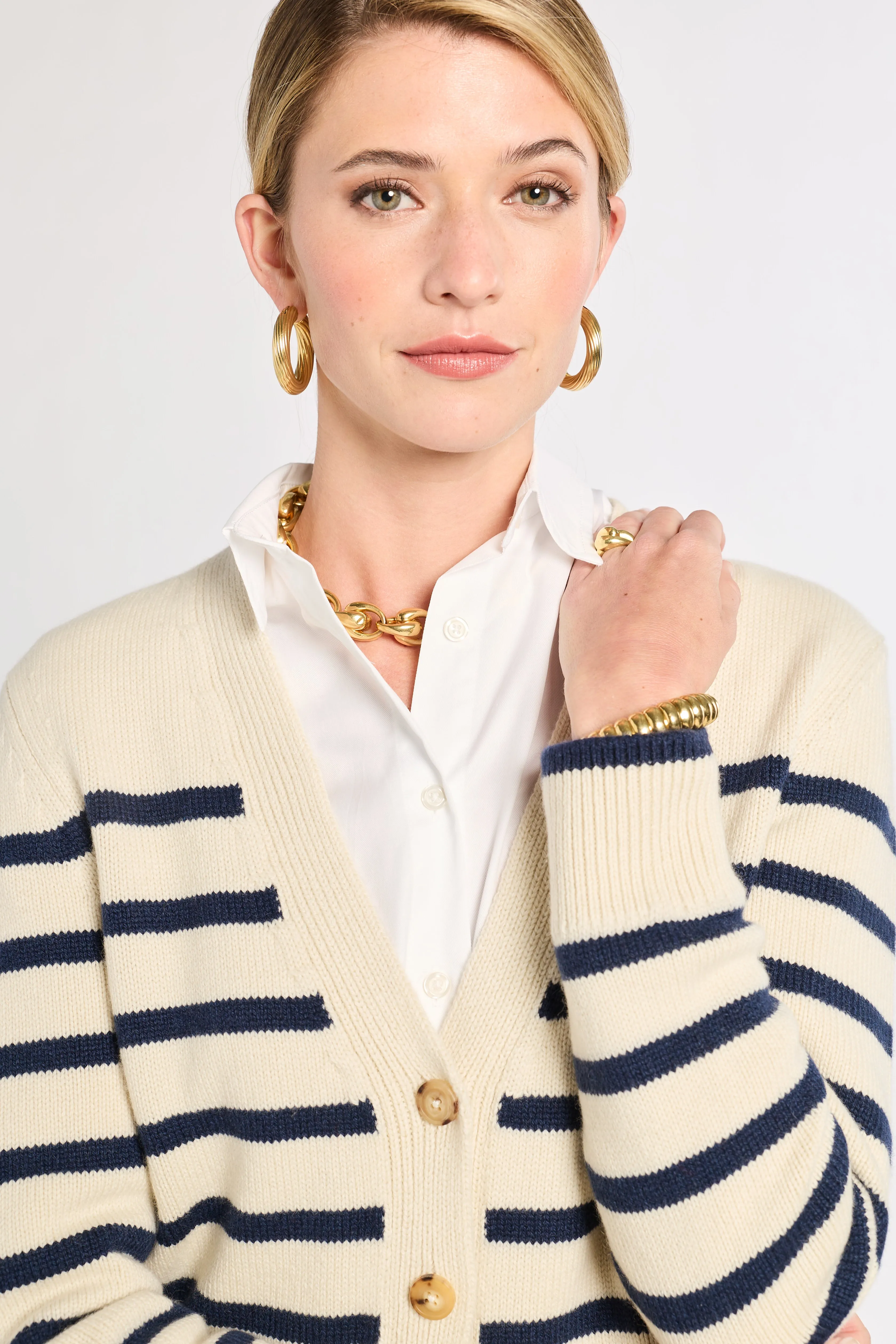 Striped Classic Cashmere Cardigan sold by Eleanor Leftwich product image thumbnail 2