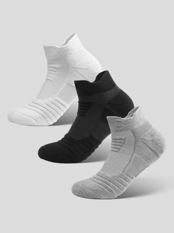 Multicolor Solid Color Cotton Low Socks 3-Pack sold by Fioboc