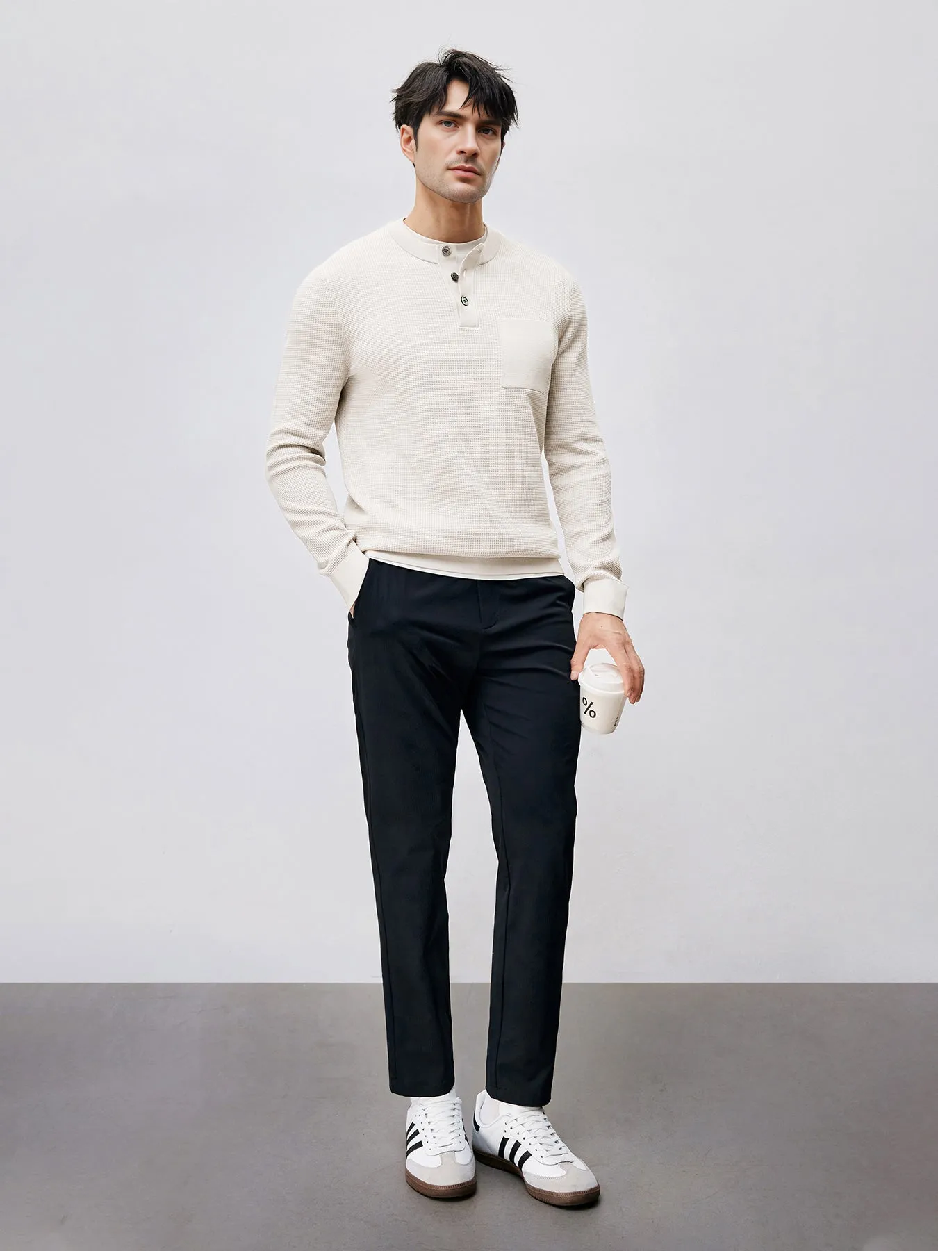 GentleKnit Buttoned Waffle Sweater sold by Fioboc product image thumbnail 3