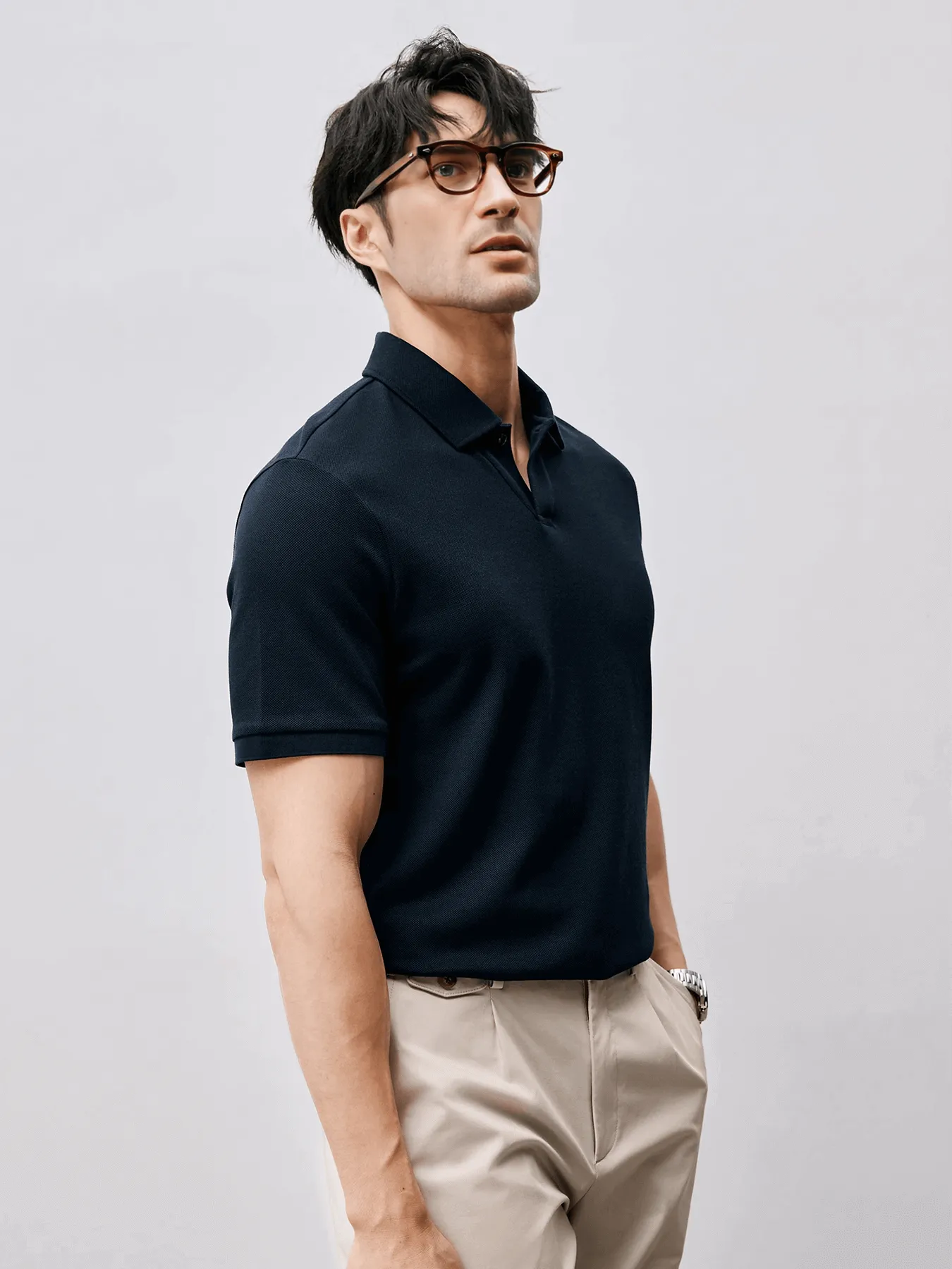 BreezeLuxe Breathable Piqué Cotton Short Sleeve Polo sold by Fioboc product image thumbnail 3