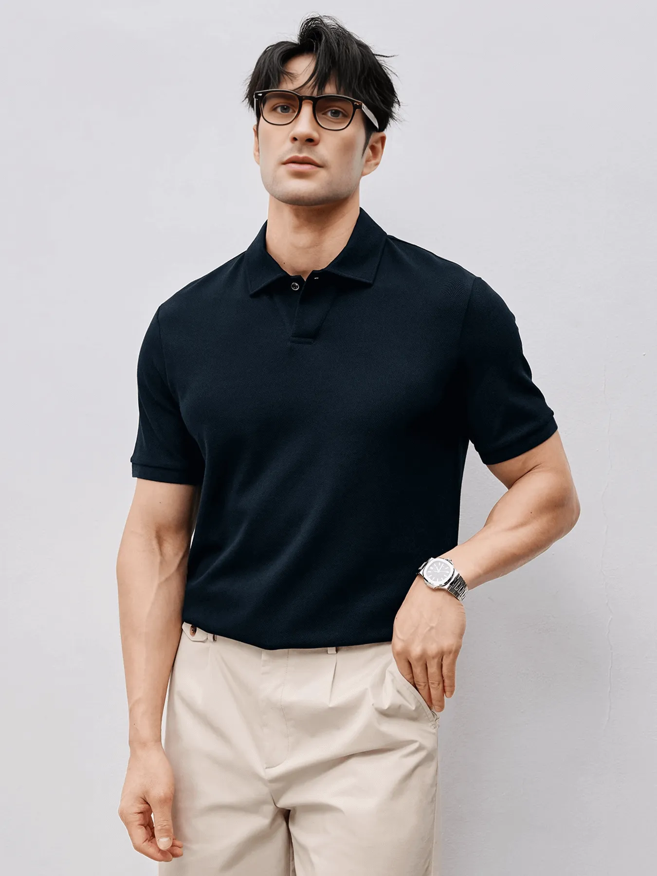 BreezeLuxe Breathable Piqué Cotton Short Sleeve Polo sold by Fioboc