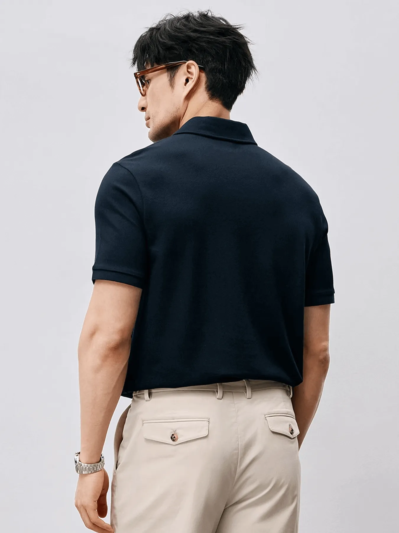 BreezeLuxe Breathable Piqué Cotton Short Sleeve Polo sold by Fioboc product image thumbnail 2