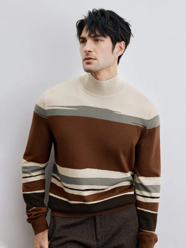 GentleKnit Mock Neck Striped Sweater made by Fioboc