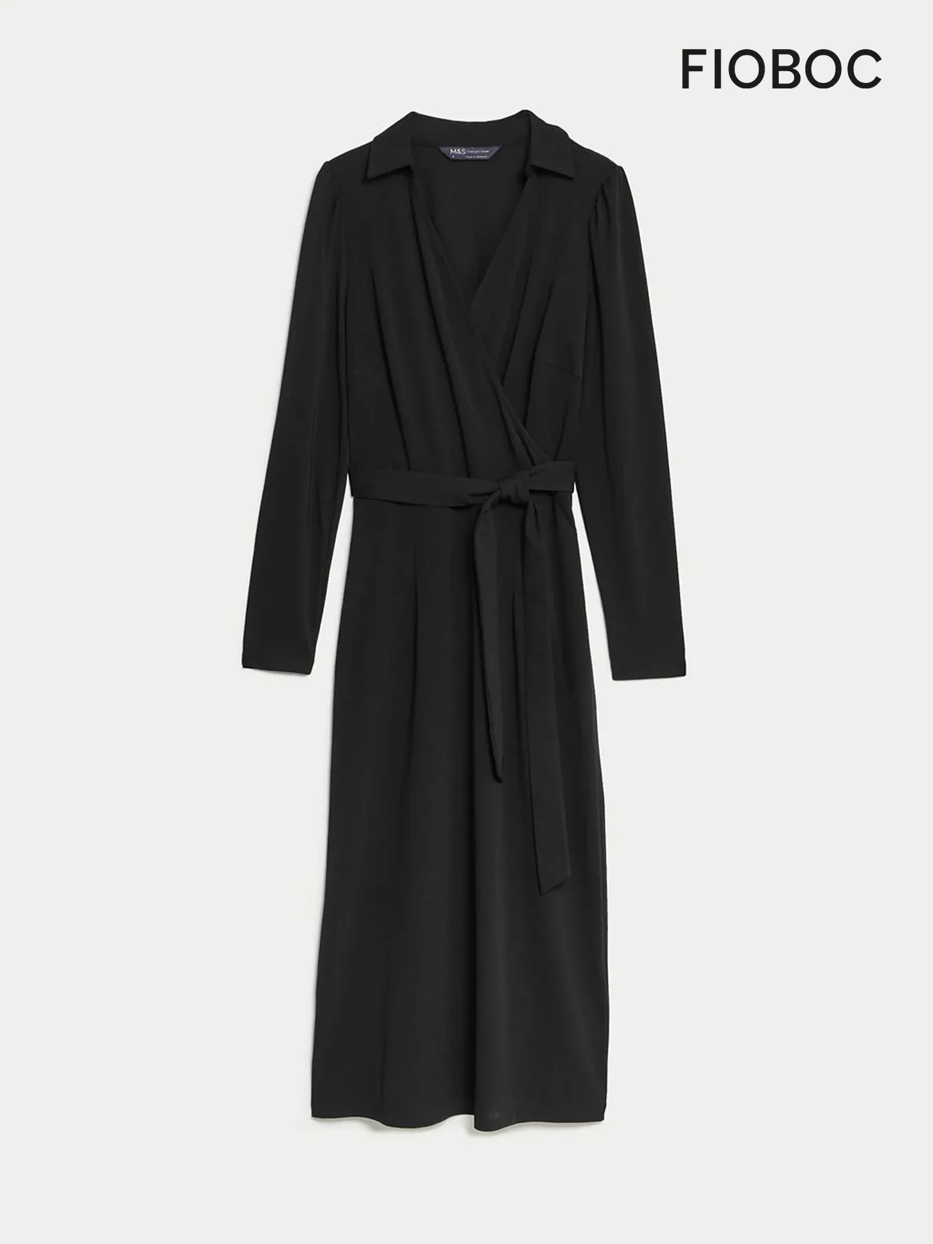 FIOBOC Collared Midi Wrap Dress sold by Fioboc