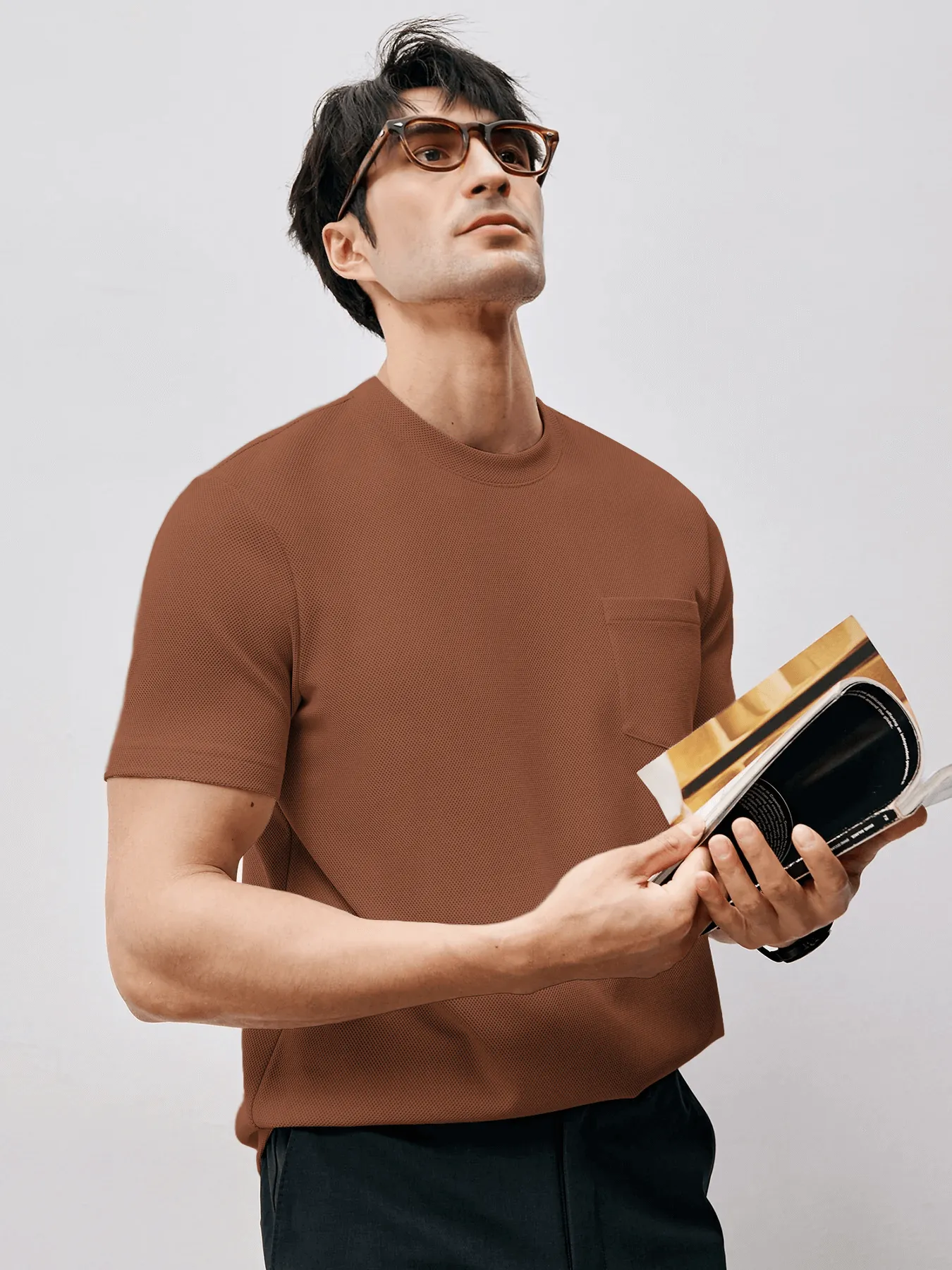 BreezeLuxe Breathable Piqué Crew Neck Short Sleeve Tee sold by Fioboc product image thumbnail 5