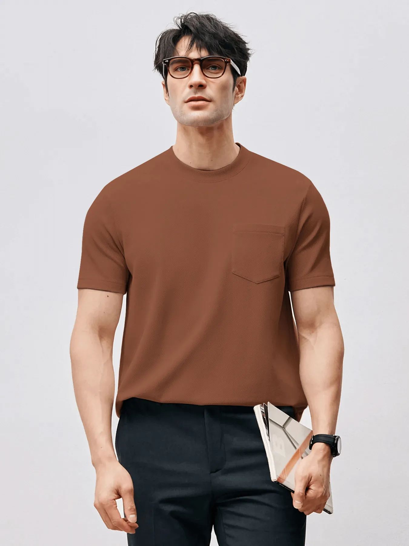 BreezeLuxe Breathable Piqué Crew Neck Short Sleeve Tee sold by Fioboc