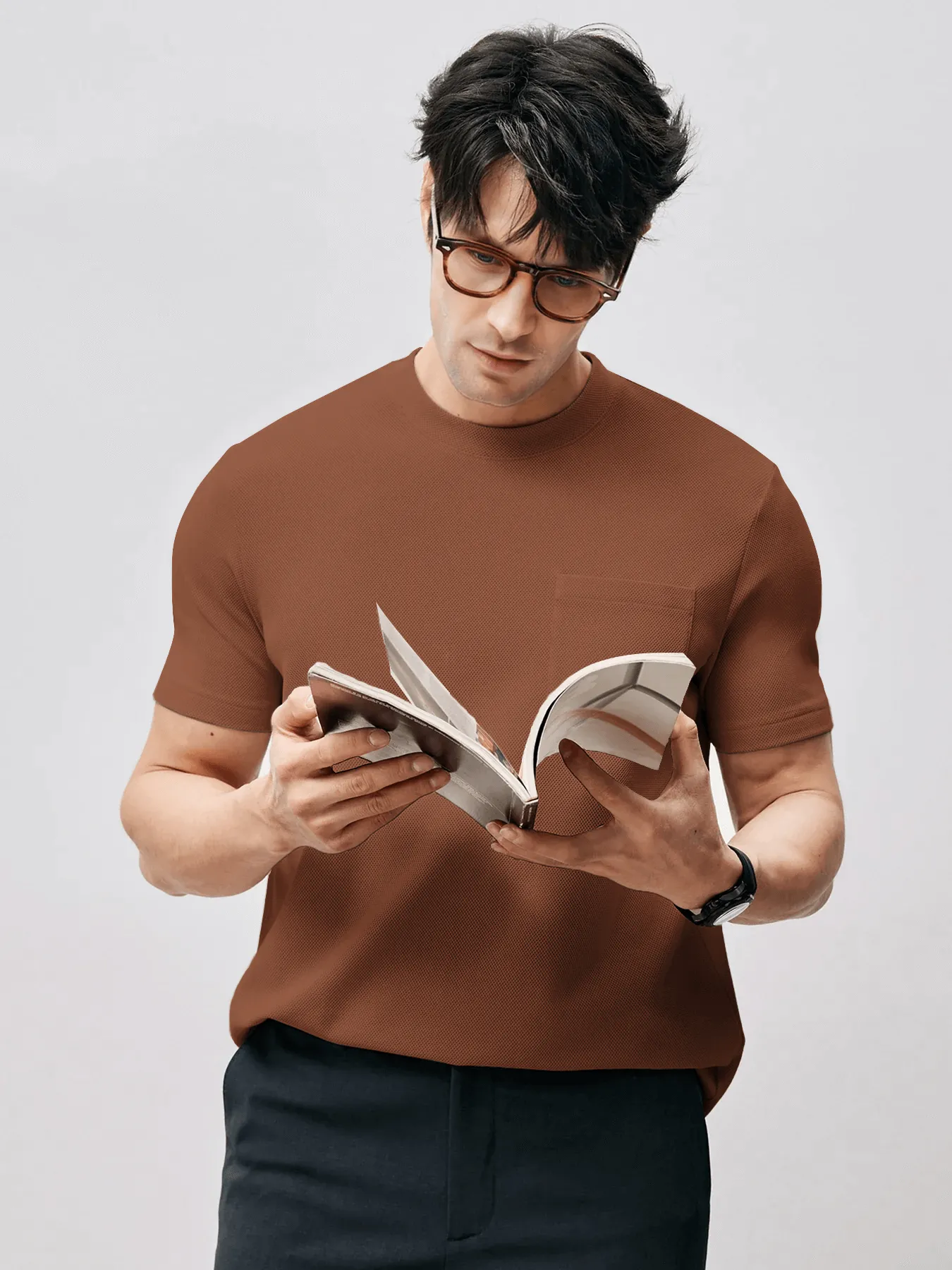 BreezeLuxe Breathable Piqué Crew Neck Short Sleeve Tee sold by Fioboc product image thumbnail 4