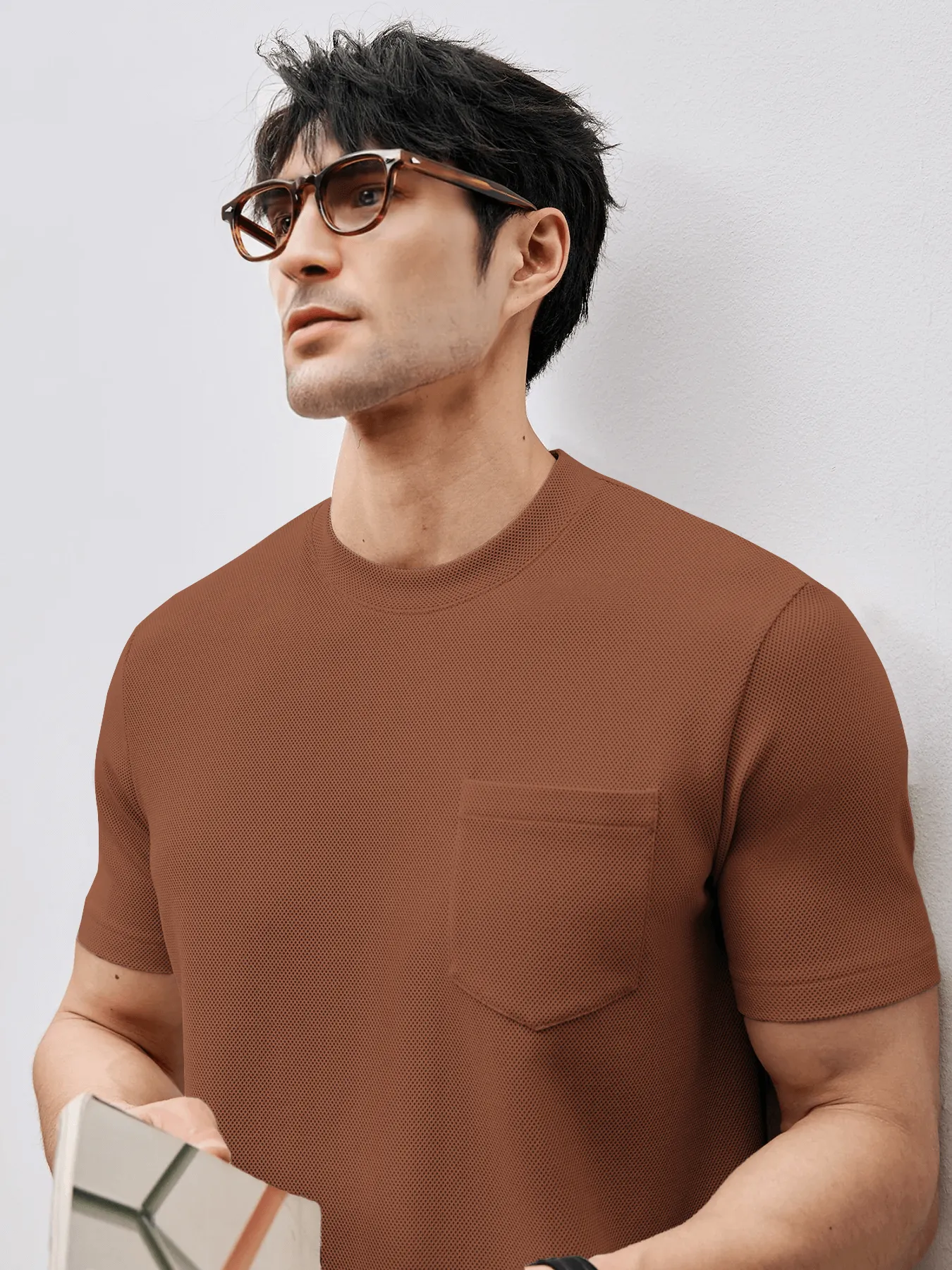 BreezeLuxe Breathable Piqué Crew Neck Short Sleeve Tee sold by Fioboc product image thumbnail 2