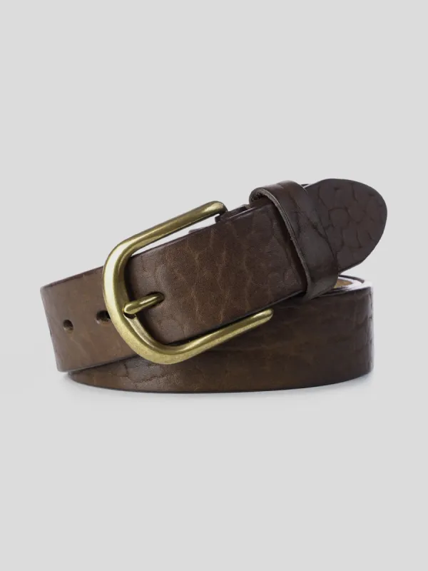 Fioboc Brass Buckle Leather Dress Belt made by Fioboc