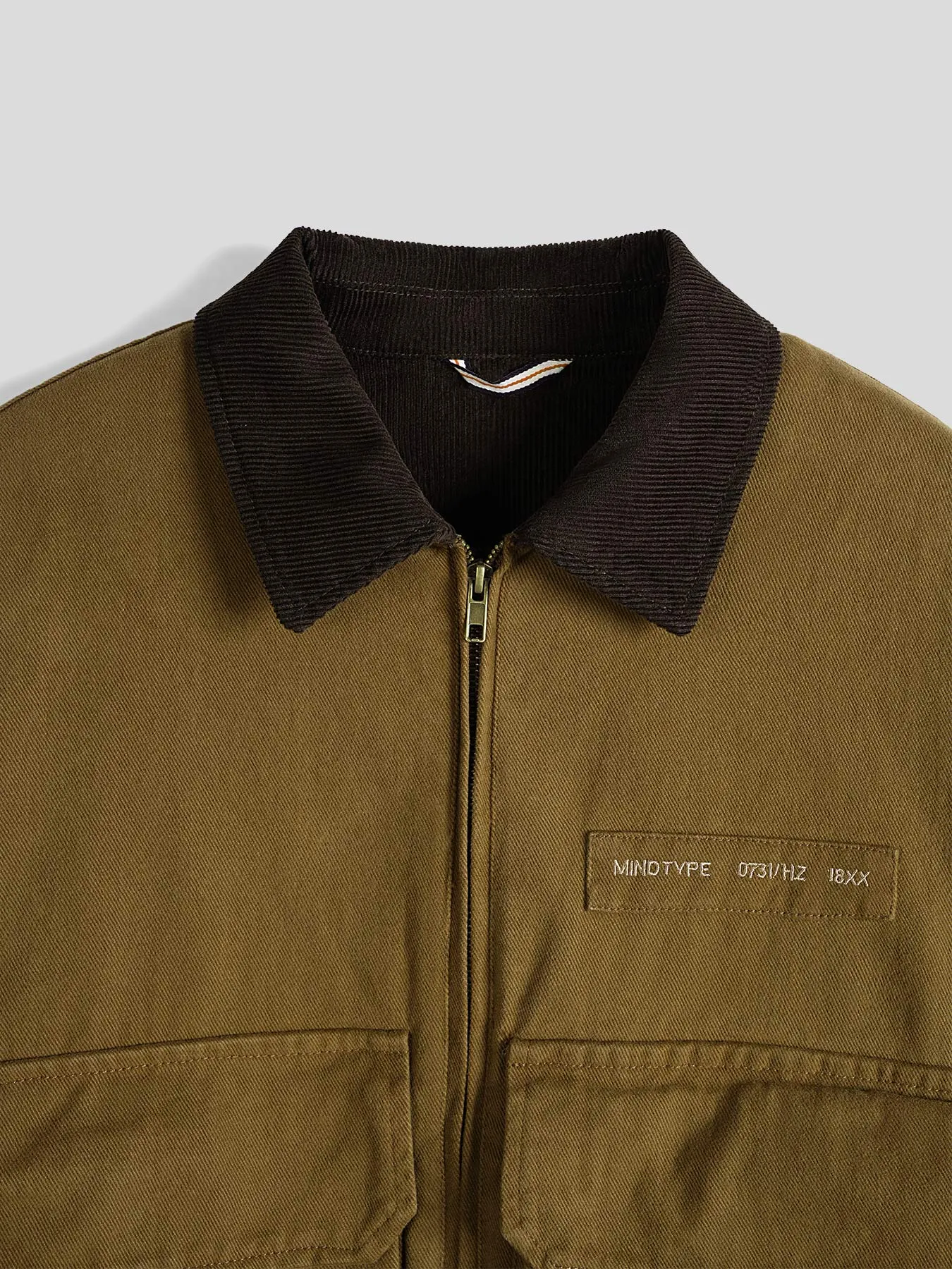 Corduroy-Collared Washed Canvas Jacket sold by Fioboc product image thumbnail 2